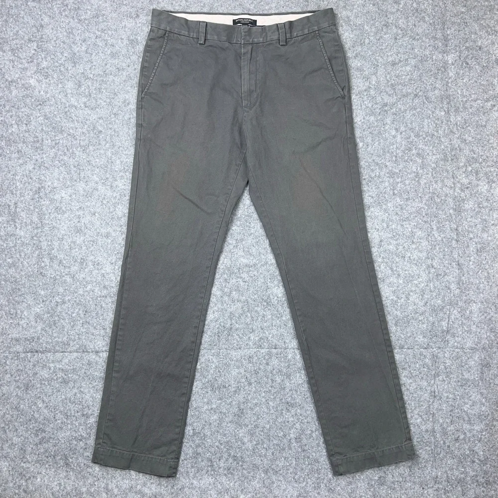 Banana Republic‎ Pants Mens 32x32 Gray Slim Fit Aiden Chino 100% Cotton Slacks
